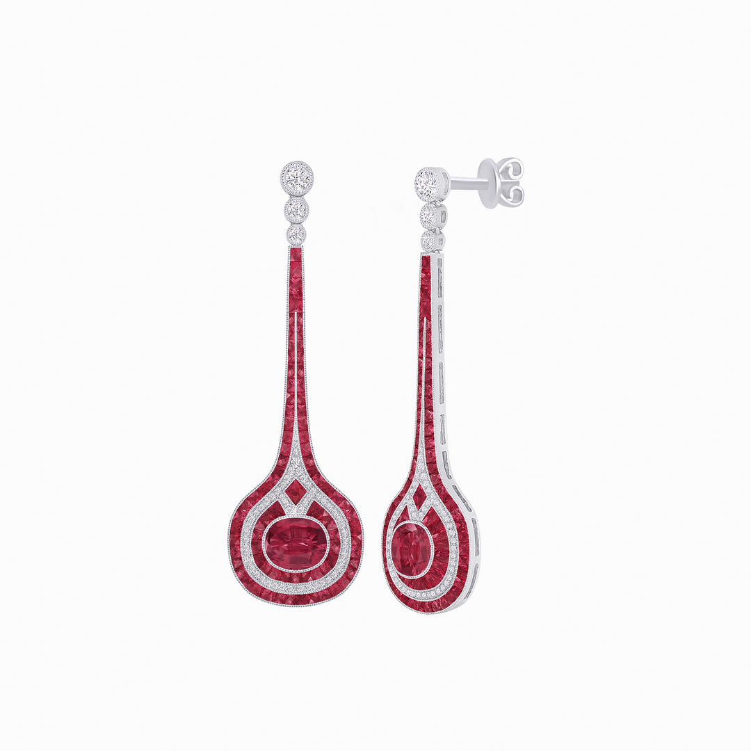 Art Deco Inspired Diamond Drop Earrings With Gemstone