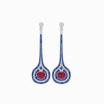 Load image into Gallery viewer, Art Deco Inspired Diamond Drop Earrings With Gemstone