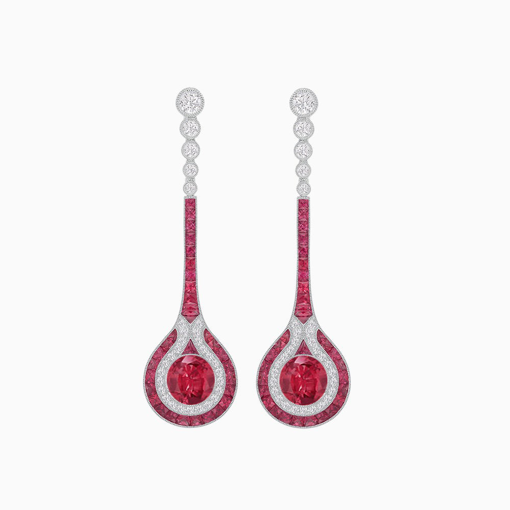 Ottoman Style Tulip Earrings Mounting with Diamond and Gemstone
