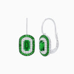Load image into Gallery viewer, Art Deco Inspired Emerald-Cut Halo Drop Earrings Mounting with Diamonds and Gemstones