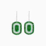 Load image into Gallery viewer, Art Deco Inspired Emerald-Cut Halo Drop Earrings Mounting with Diamonds and Gemstones