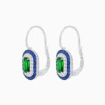 Load image into Gallery viewer, Art Deco Inspired Emerald-Cut Halo Drop Earrings Mounting with Diamonds and Gemstones