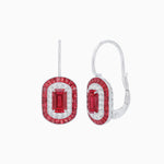 Load image into Gallery viewer, Art Deco Inspired Emerald-Cut Halo Drop Earrings Mounting with Diamonds and Gemstones