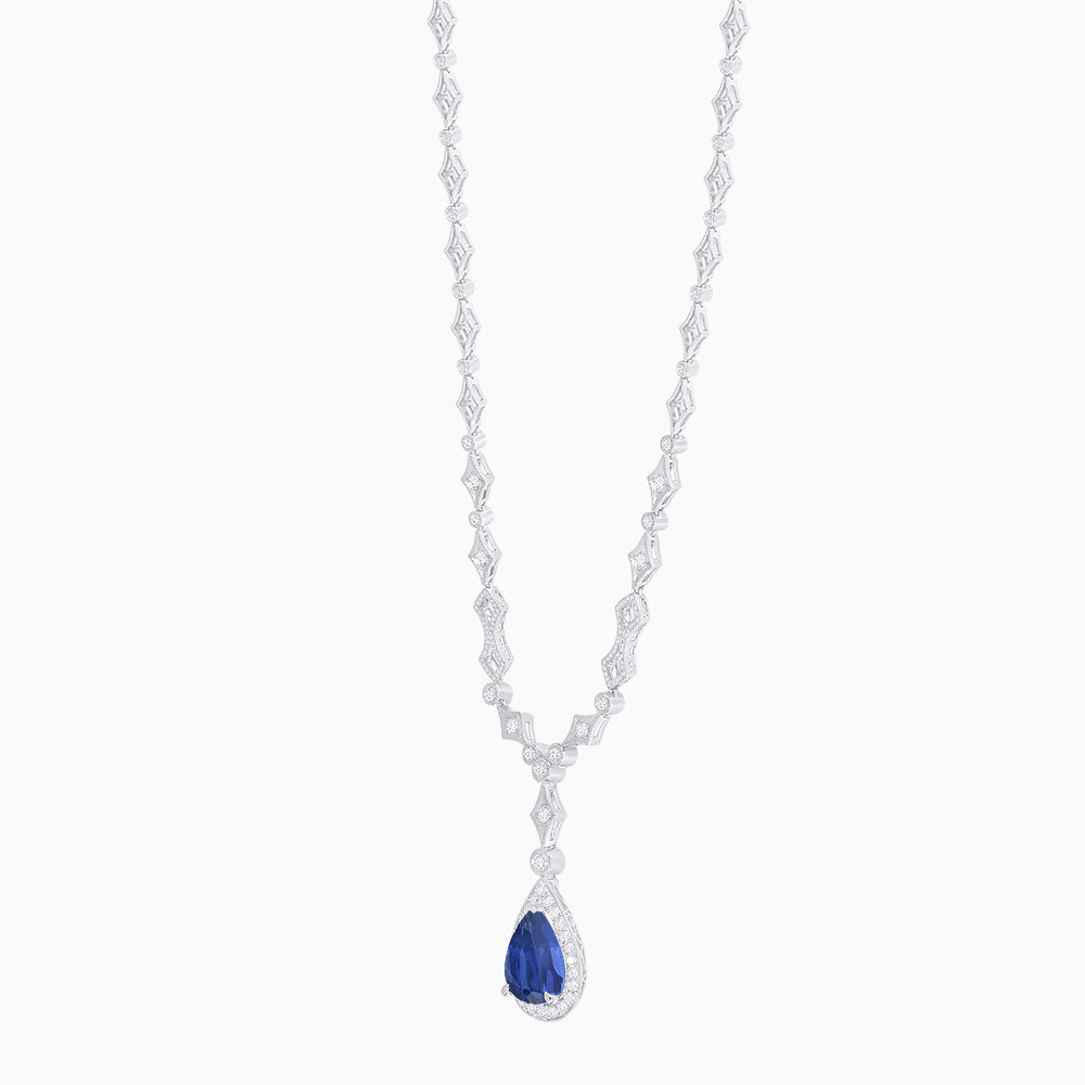 Art Deco Inspired Pear-Shaped Drop Necklace with Diamond Accents