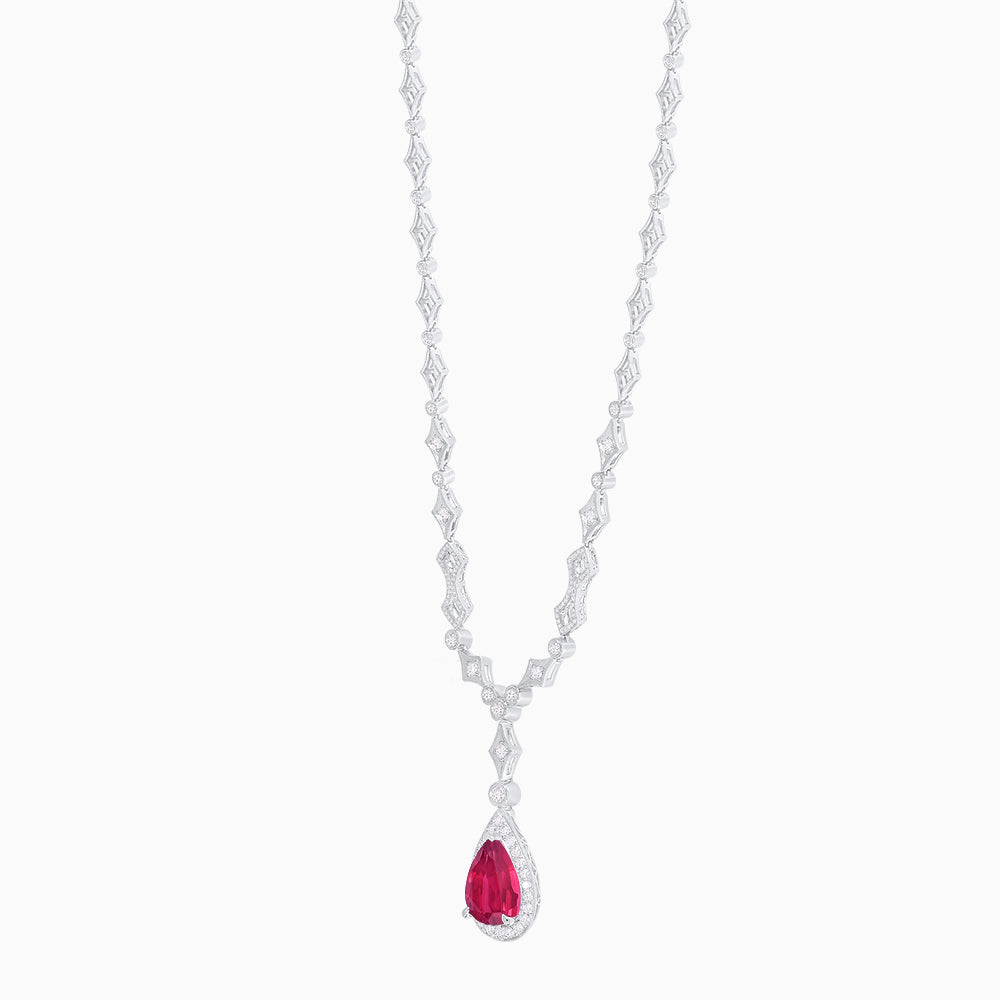 Art Deco Inspired Pear-Shaped Drop Necklace with Diamond Accents