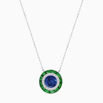 Load image into Gallery viewer, Art Deco Inspired Round Double Halo Necklace