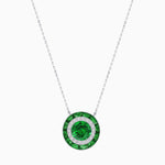 Load image into Gallery viewer, Art Deco Inspired Round Double Halo Necklace