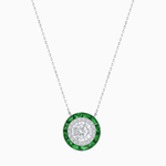 Load image into Gallery viewer, Art Deco Inspired Round Double Halo Necklace