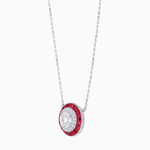 Load image into Gallery viewer, Art Deco Inspired Round Double Halo Necklace