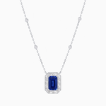 Load image into Gallery viewer, Art Deco Inspired Emerald Cut Necklace with Baguette Diamond Halo