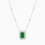 Load image into Gallery viewer, Art Deco Inspired Emerald Cut Necklace with Baguette Diamond Halo