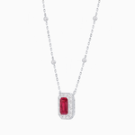Load image into Gallery viewer, Art Deco Inspired Emerald Cut Necklace with Baguette Diamond Halo