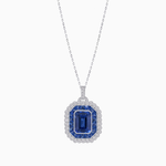 Load image into Gallery viewer, Emerald-Cut Art Deco Style Double Halo Mounting Pendant with Diamond and Gemstones
