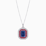 Load image into Gallery viewer, Emerald-Cut Art Deco Style Double Halo Mounting Pendant with Diamond and Gemstones