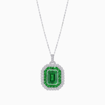 Load image into Gallery viewer, Emerald-Cut Art Deco Style Double Halo Mounting Pendant with Diamond and Gemstones
