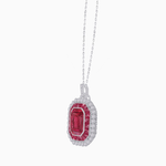 Load image into Gallery viewer, Emerald-Cut Art Deco Style Double Halo Mounting Pendant with Diamond and Gemstones