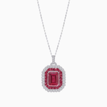 Load image into Gallery viewer, Emerald-Cut Art Deco Style Double Halo Mounting Pendant with Diamond and Gemstones