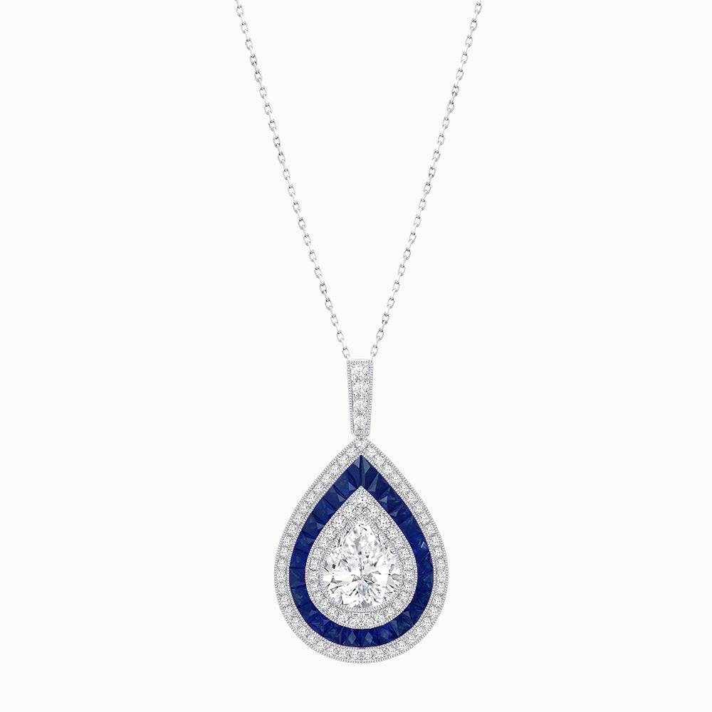 Art Deco Inspired Pear Shape French-Cut Gemstone Pendant