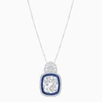 Load image into Gallery viewer, Art Deco Inspired Cushion Cut Double Halo Pendant with Fan Bail