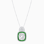 Load image into Gallery viewer, Art Deco Inspired Cushion Cut Double Halo Pendant with Fan Bail