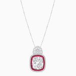 Load image into Gallery viewer, Art Deco Inspired Cushion Cut Double Halo Pendant with Fan Bail