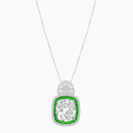 Load image into Gallery viewer, Art Deco Inspired Cushion Cut Double Halo Pendant with Fan Bail