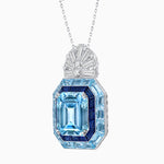 Load image into Gallery viewer, Art Deco Inspired Emerald Cut Pendant with Geometric Halo