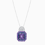 Load image into Gallery viewer, Art Deco Inspired Emerald Cut Pendant with Geometric Halo