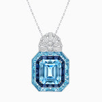 Load image into Gallery viewer, Art Deco Inspired Emerald Cut Pendant with Geometric Halo