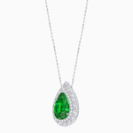 Load image into Gallery viewer, Art Deco Inspired Pear Shape Baguette-Cut Double Halo Pendant