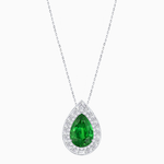 Load image into Gallery viewer, Art Deco Inspired Pear Shape Baguette-Cut Double Halo Pendant