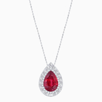 Load image into Gallery viewer, Art Deco Inspired Pear Shape Baguette-Cut Double Halo Pendant