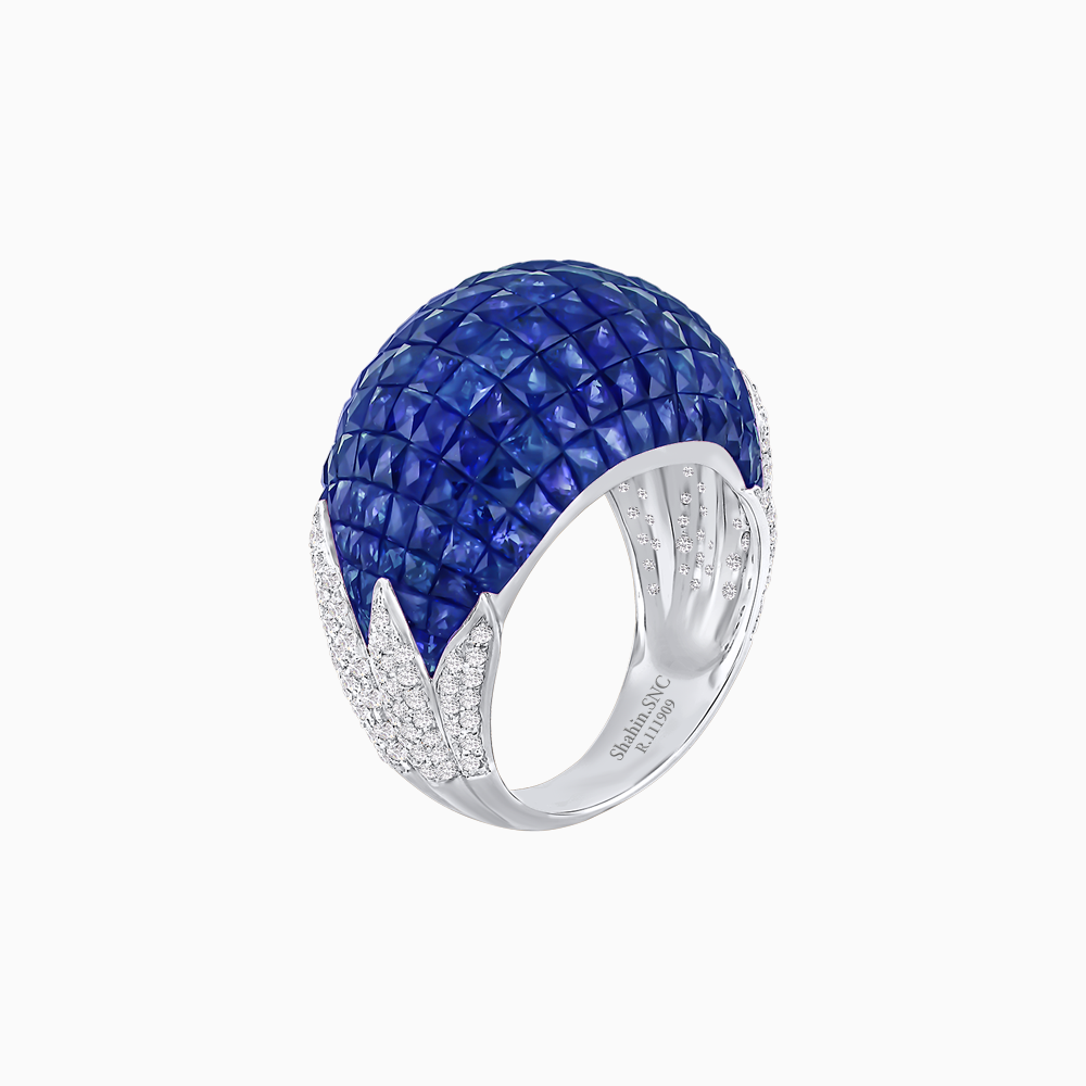 Vintage Inspired Invisible-Set Mosaic Dome Cocktail Ring