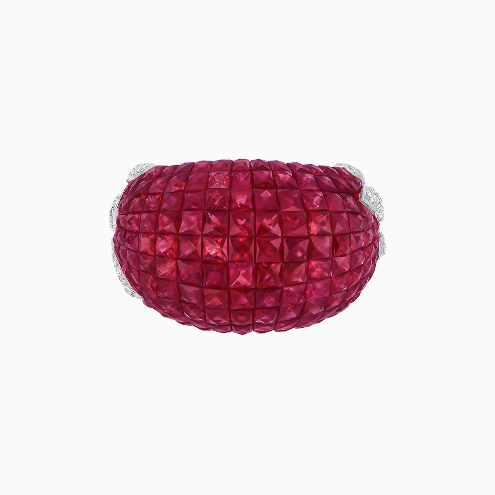 Vintage Inspired Invisible-Set Mosaic Dome Cocktail Ring
