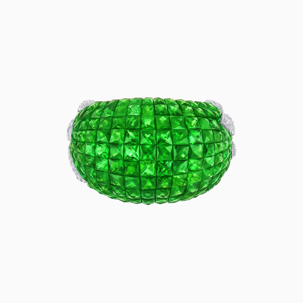 Vintage Inspired Invisible-Set Mosaic Dome Cocktail Ring
