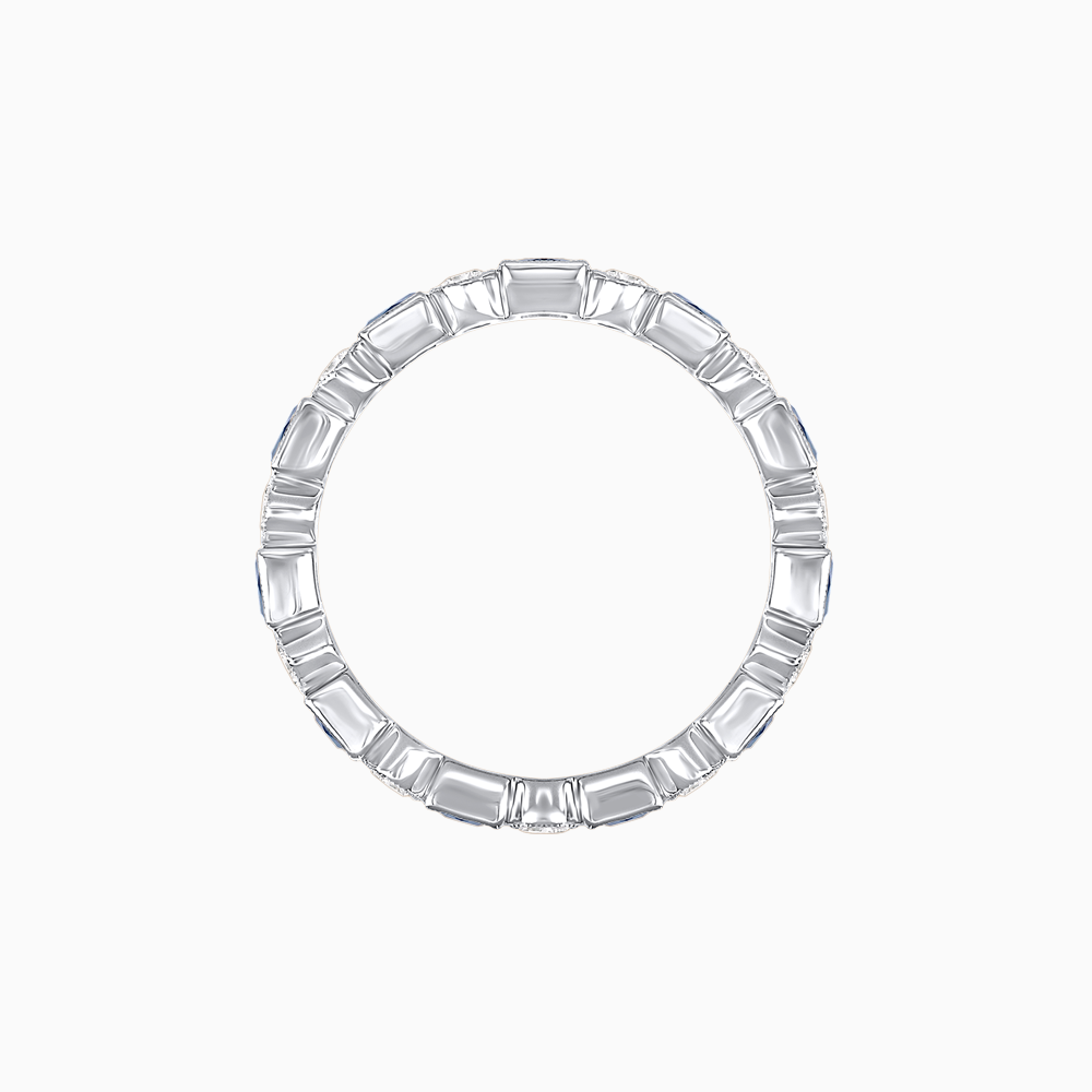 Art Deco Inspired Square Gemstone & Diamond Stackable Full Eternity Band