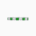Load image into Gallery viewer, Art Deco Inspired Hand-Engraved Square Gemstone &amp; Diamond Stackable Eternity Band