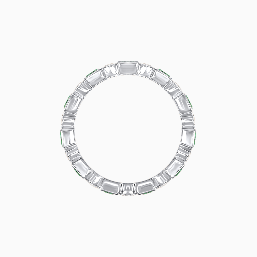 Art Deco Inspired Square Gemstone & Diamond Stackable Full Eternity Band
