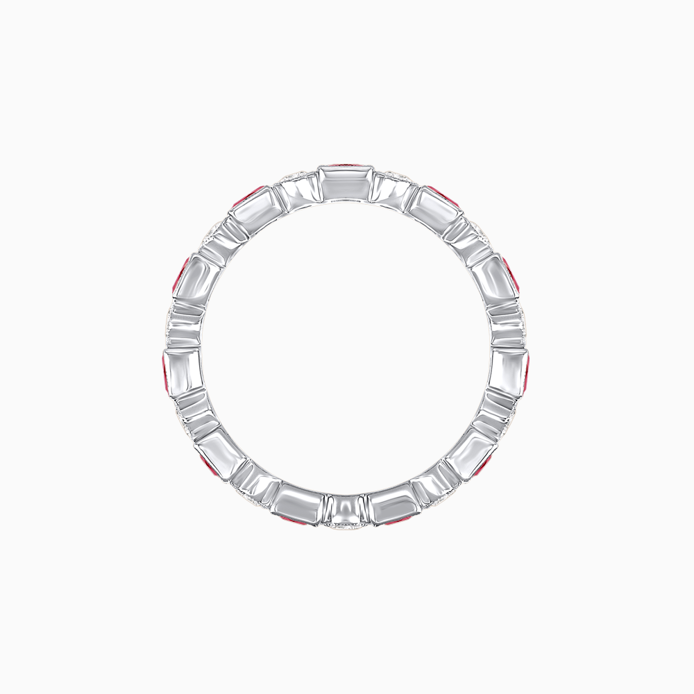 Art Deco Inspired Square Gemstone & Diamond Stackable Full Eternity Band