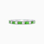 Load image into Gallery viewer, Art Deco Style Tsavorite and Diamond Half Eternity Band in 14K White Gold
