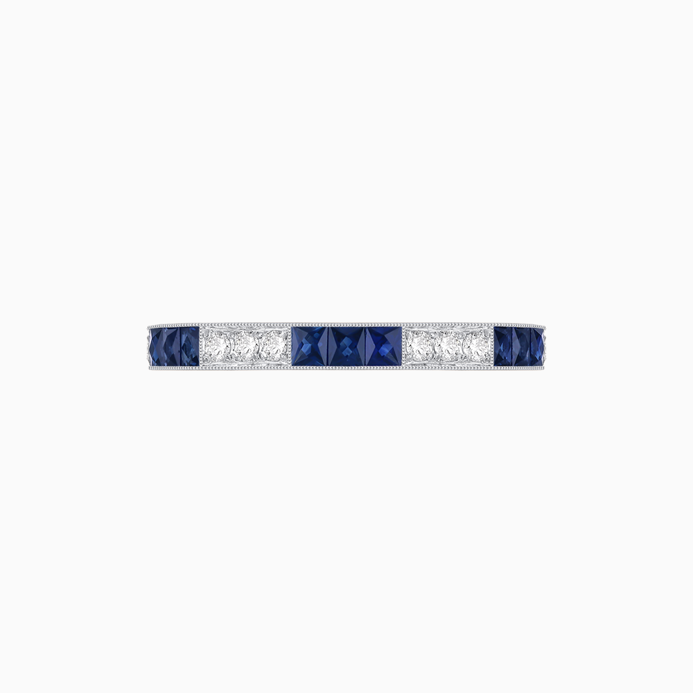 Art Deco Inspired Stackable Half Band with Princess-Cut Gemstones