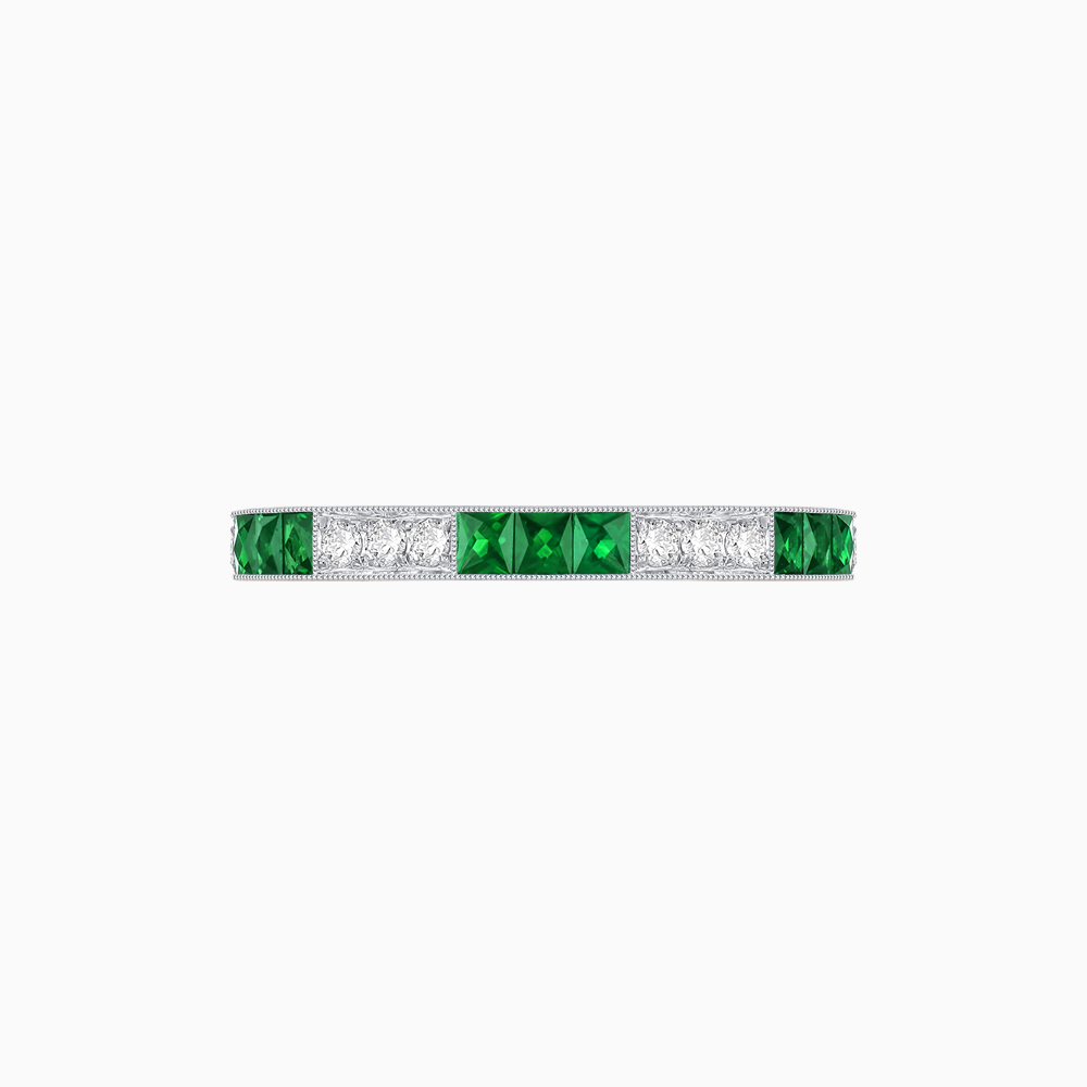 Art Deco Inspired Stackable Half Band with Princess-Cut Gemstones