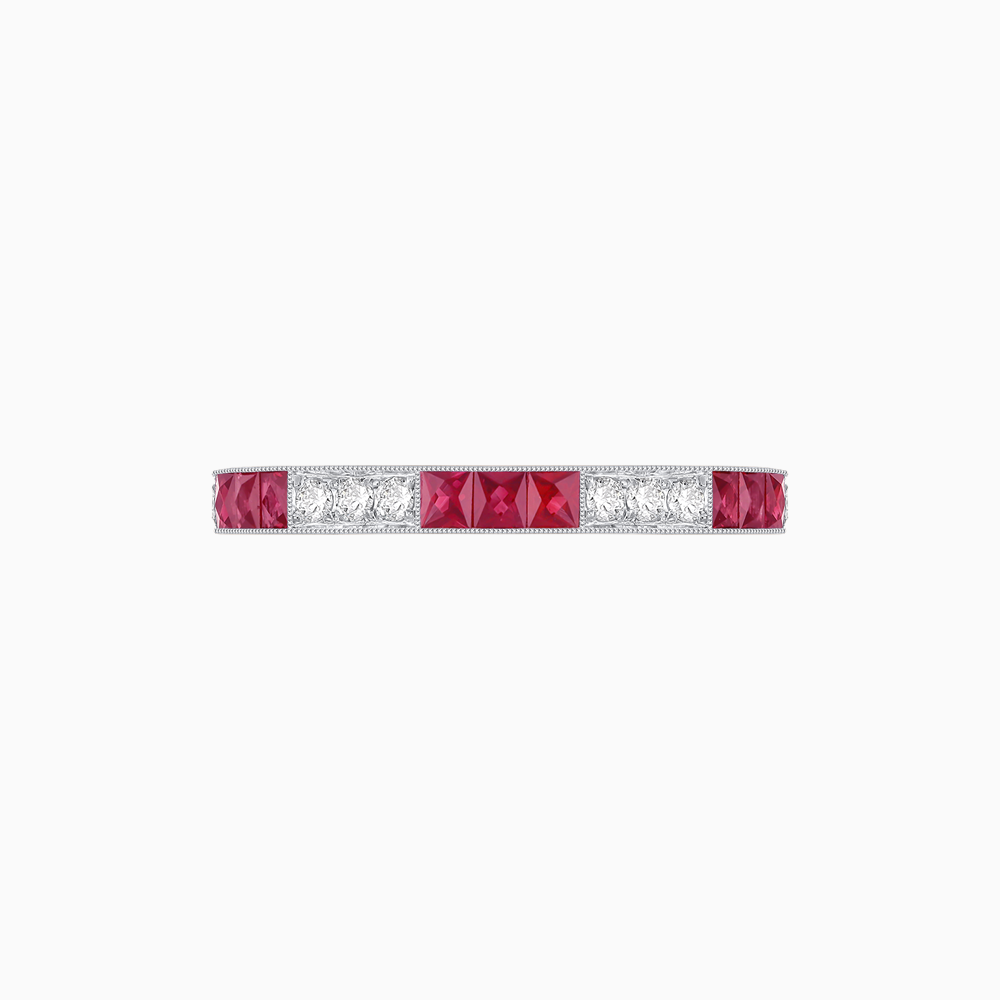 Art Deco Inspired Stackable Half Band with Princess-Cut Gemstones