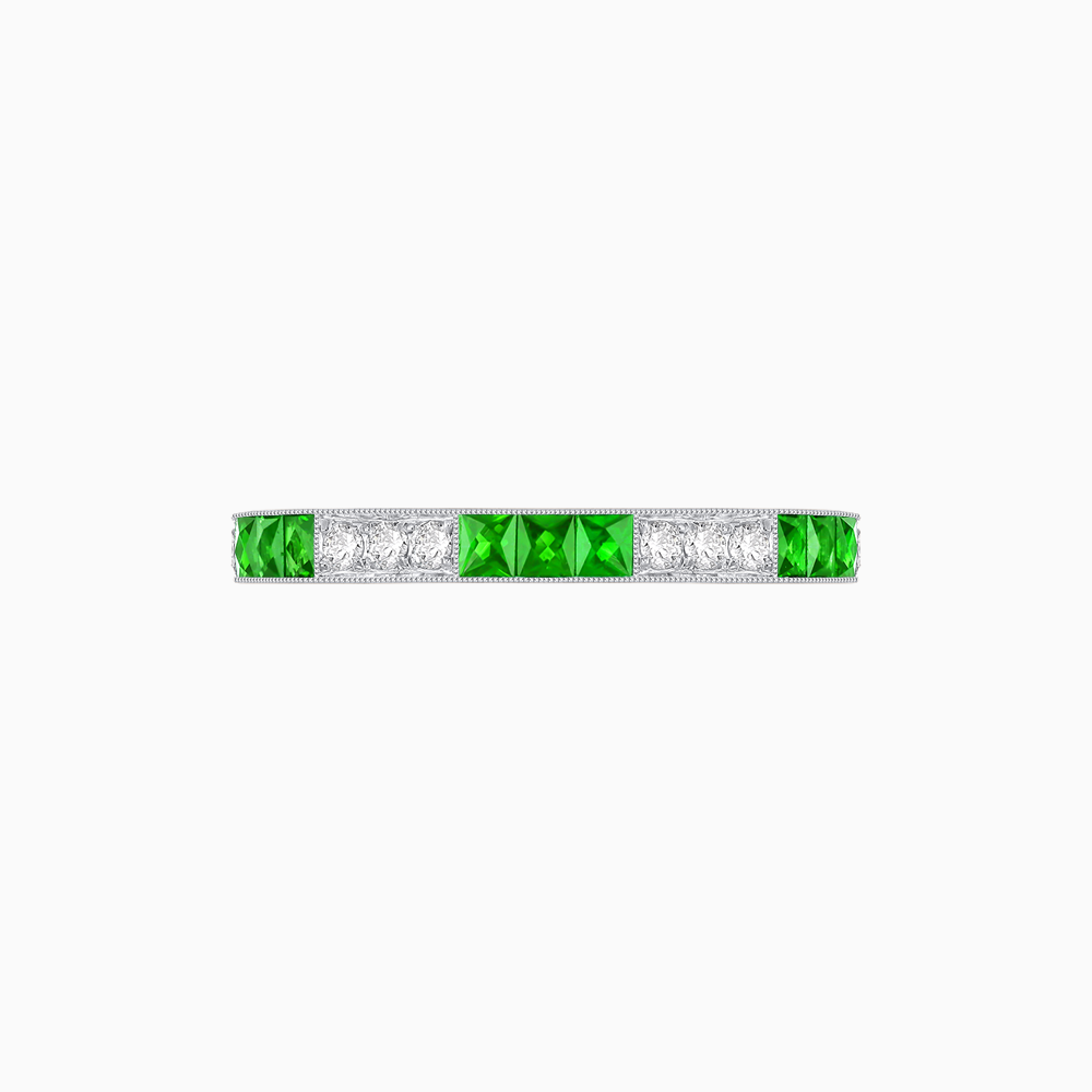 Art Deco Inspired Stackable Half Band with Princess-Cut Gemstones