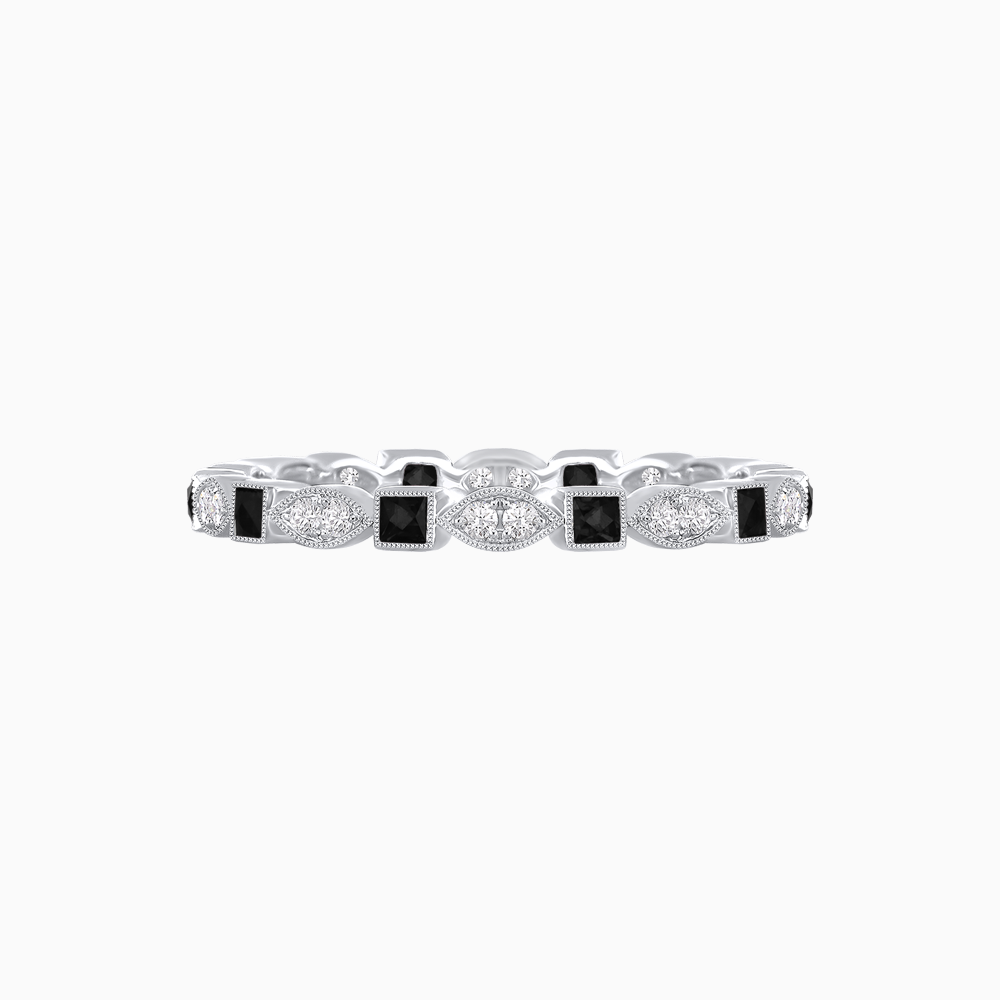 Art Deco Inspired Stackable Full Eternity Band with Geometric Gemstones