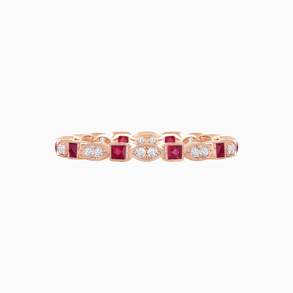 Art Deco Inspired Stackable Full Eternity Band with Geometric Gemstones