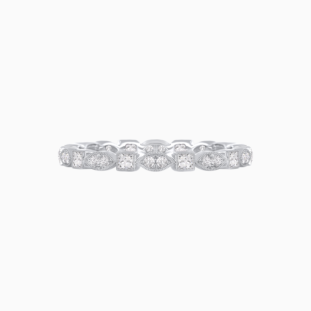 Art Deco Inspired Stackable Full Eternity Band with Geometric Gemstones