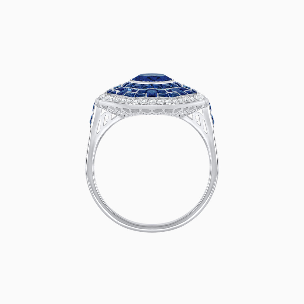 Art Deco Style Octagonal Ring with Geometric Design and Customizable Center Stone