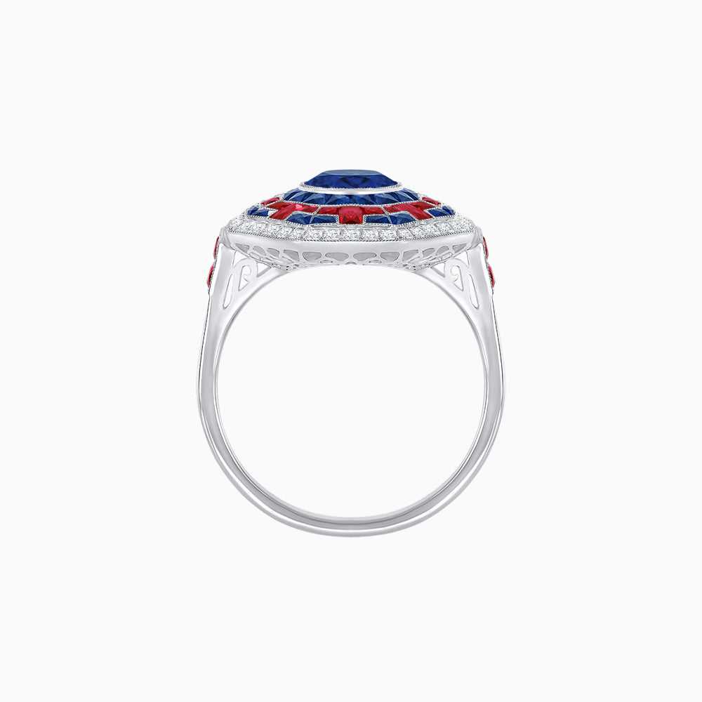 Art Deco Style Octagonal Ring with Geometric Design and Customizable Center Stone