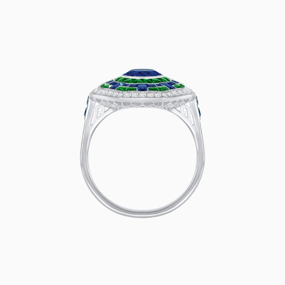 Art Deco Style Octagonal Ring with Geometric Design and Customizable Center Stone